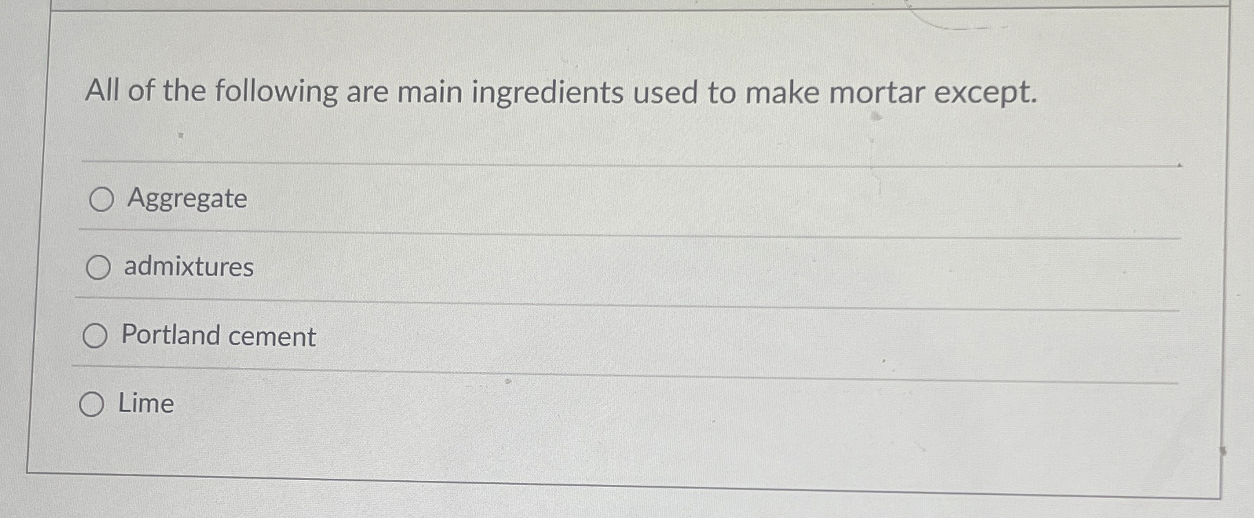 All of the following are main ingredients used to