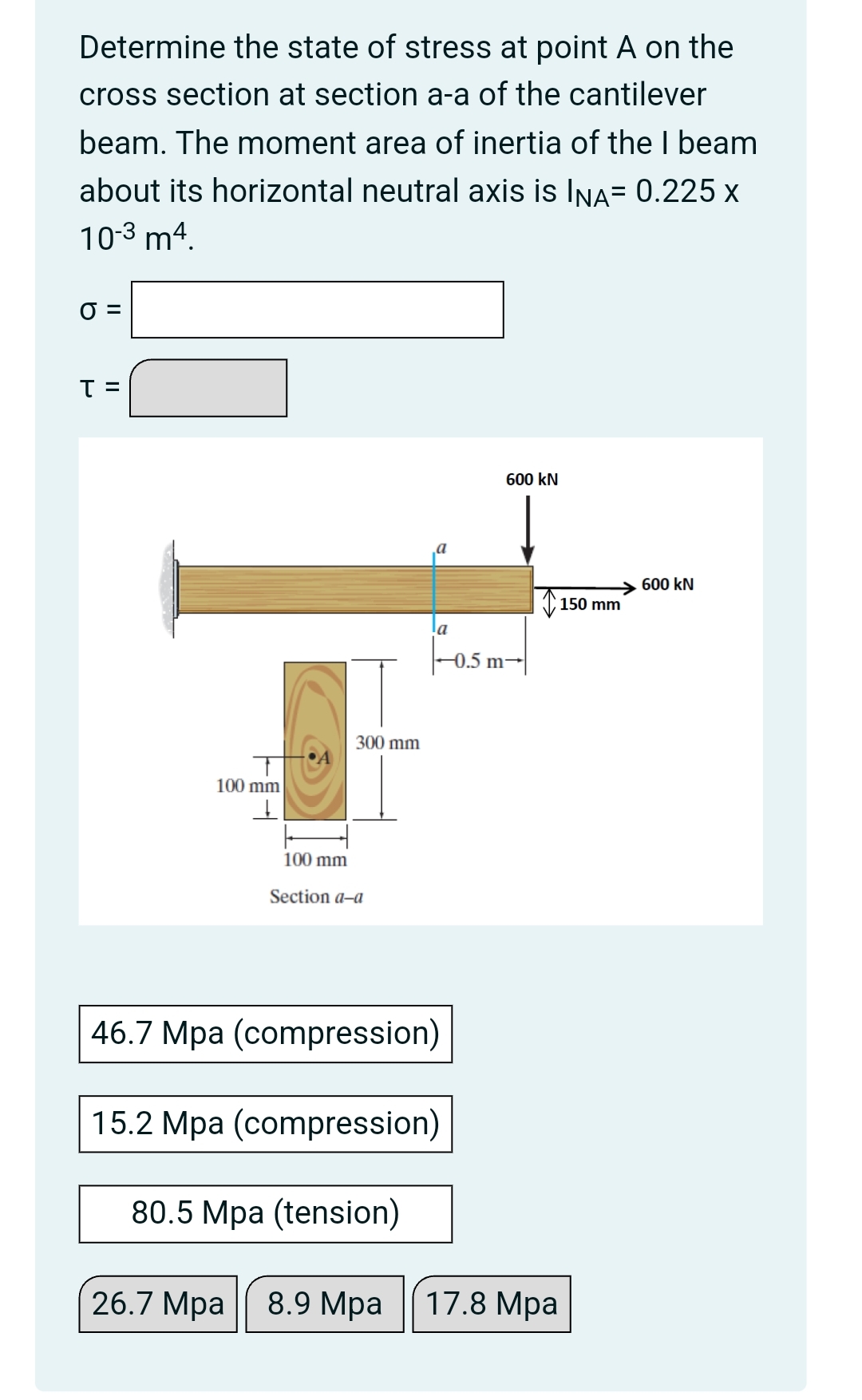 solve the mechanics of material problem