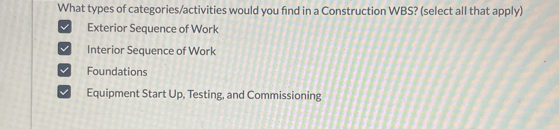What types of categories / activities would you