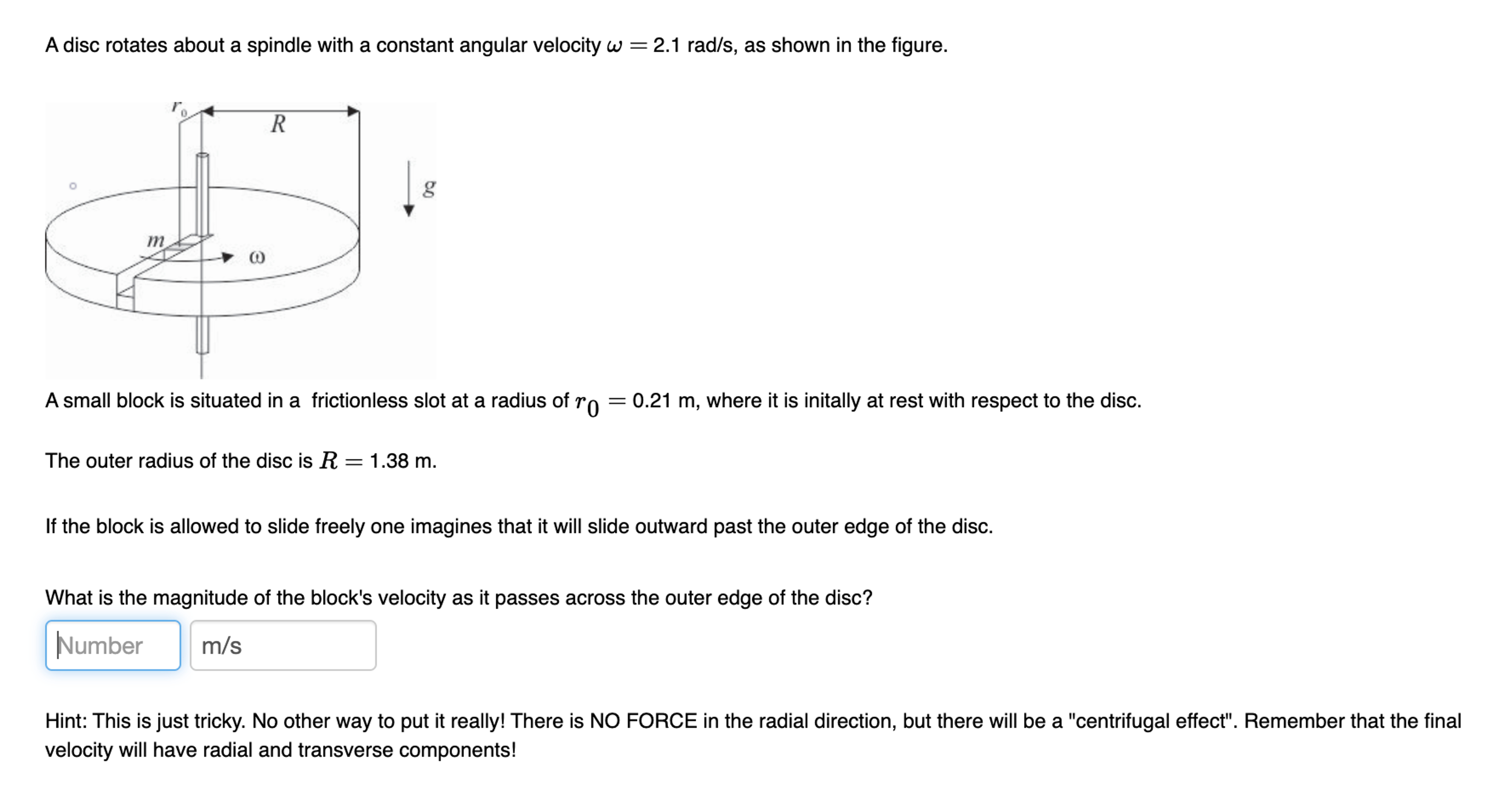 A disc rotates about a spindle with a constant