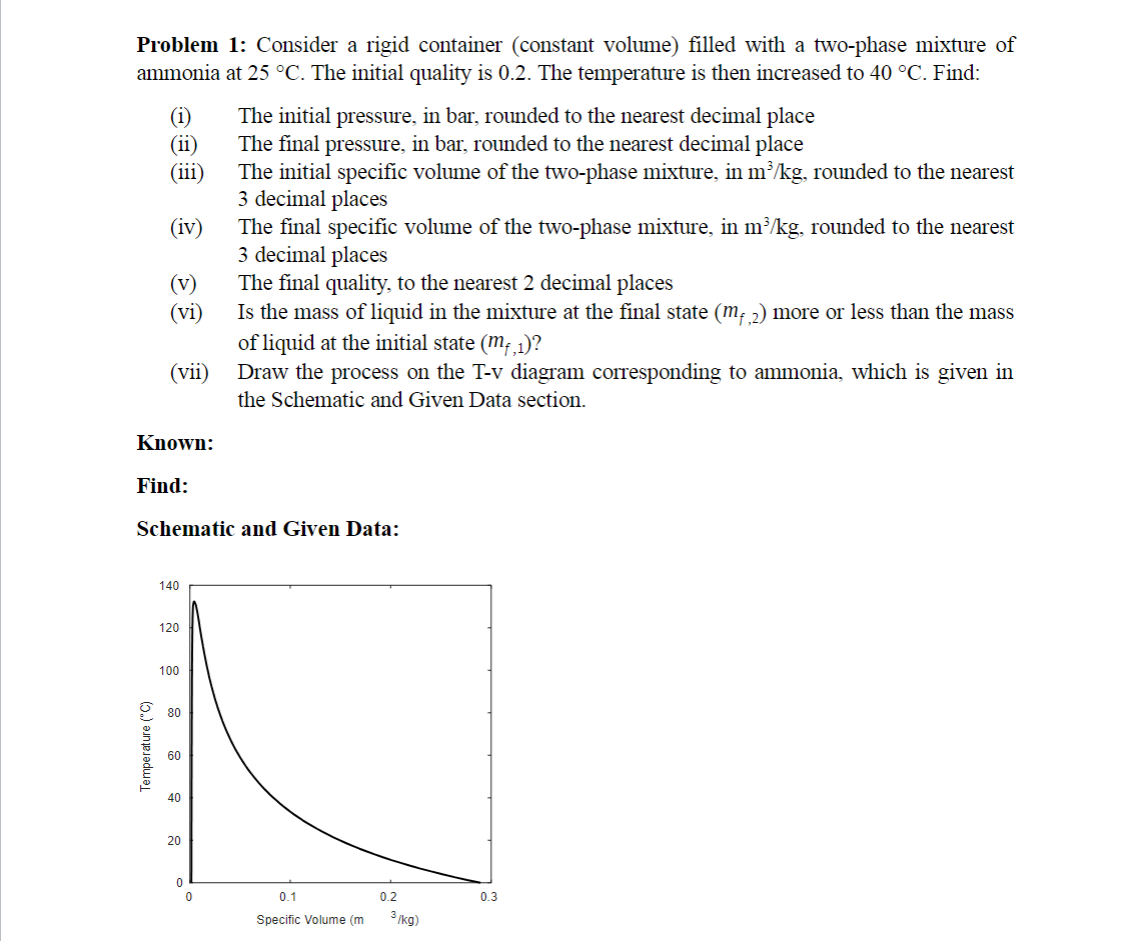 Problem 1 : Consider a rigid container ( constant