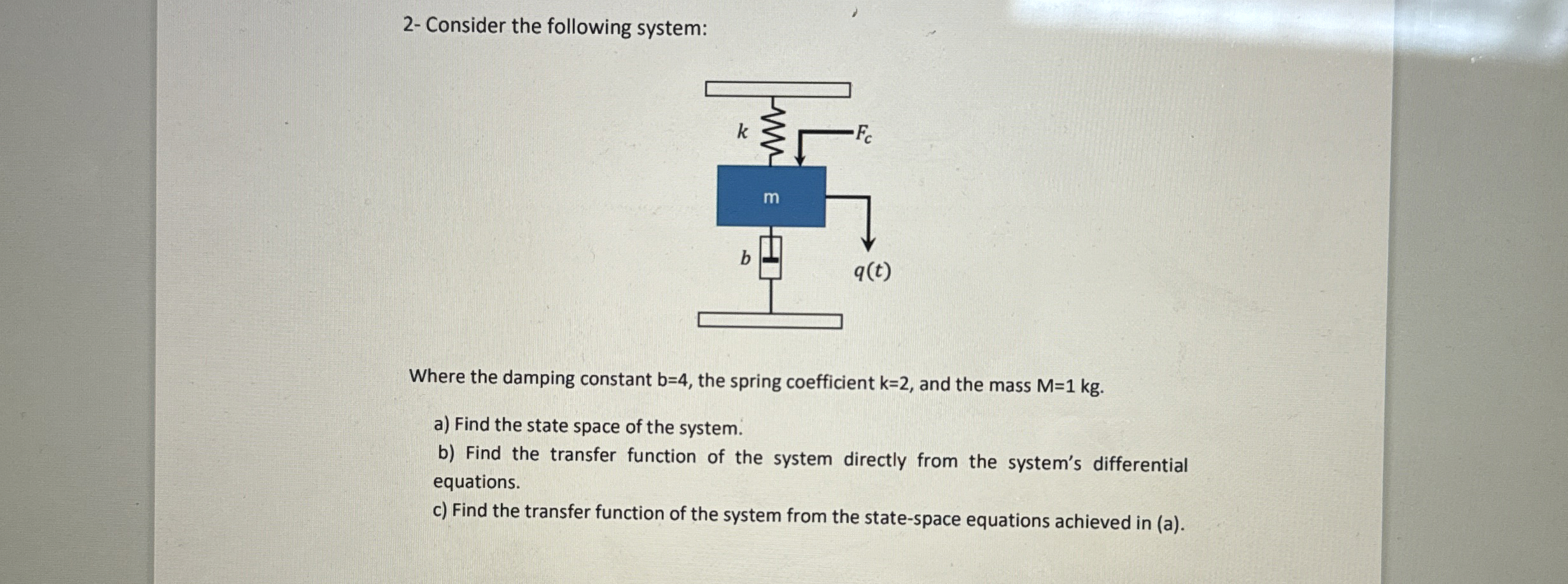 2 - Consider the following system: Where the