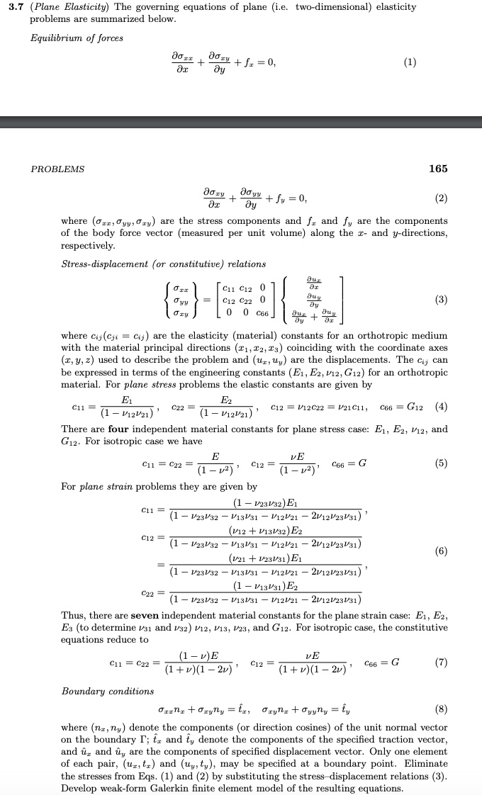 3 . 7 ( Plane Elasticity ) The governing
