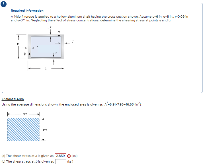 Required Information A 1 - kip.ft torque is