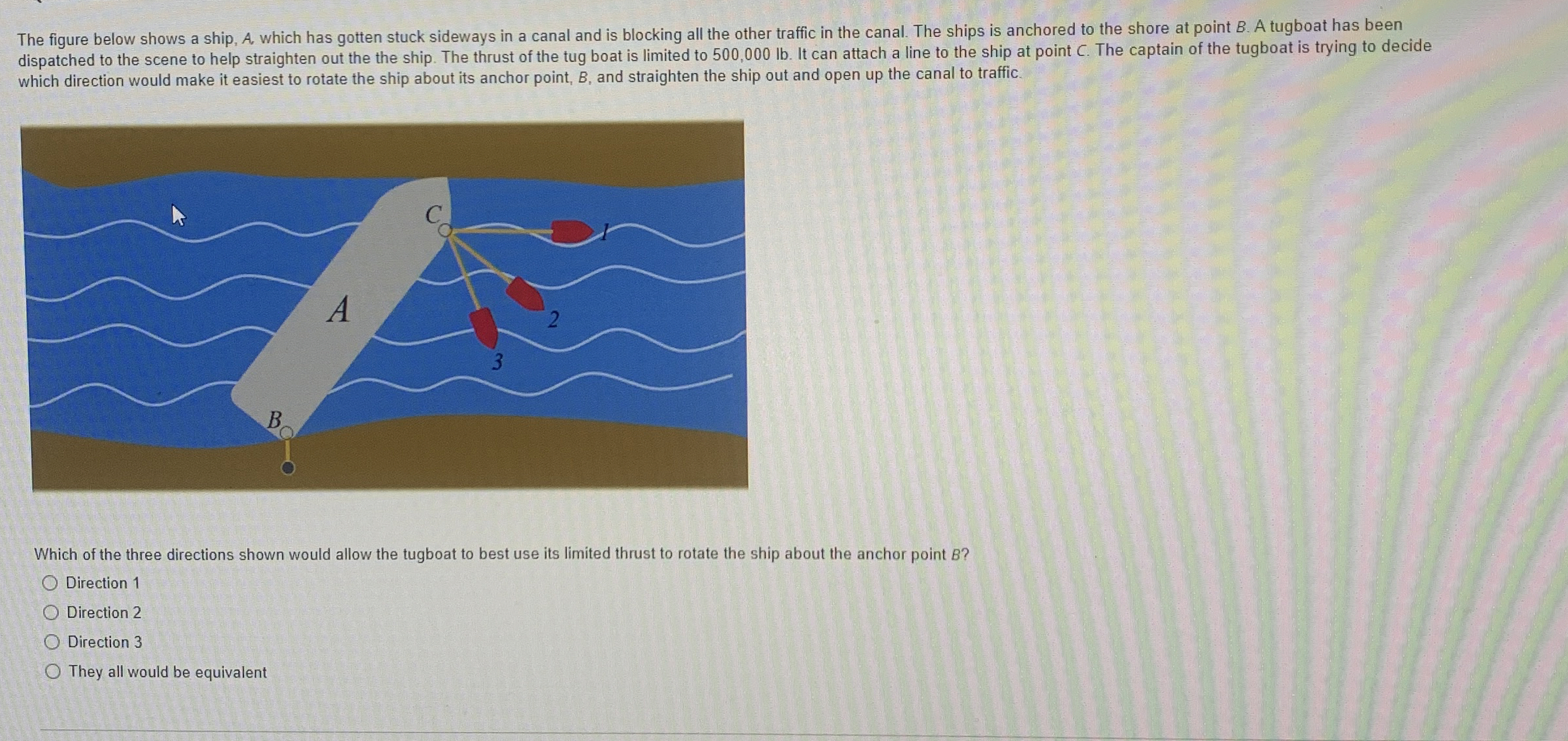 The figure below shows a ship, A , which has