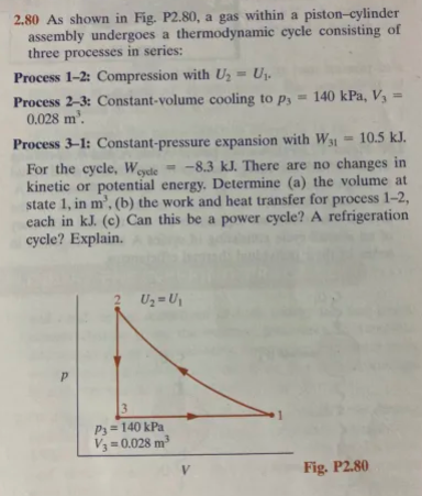 2 . 8 0 As shown in Fig. P 2 . 8 0 , a gas within