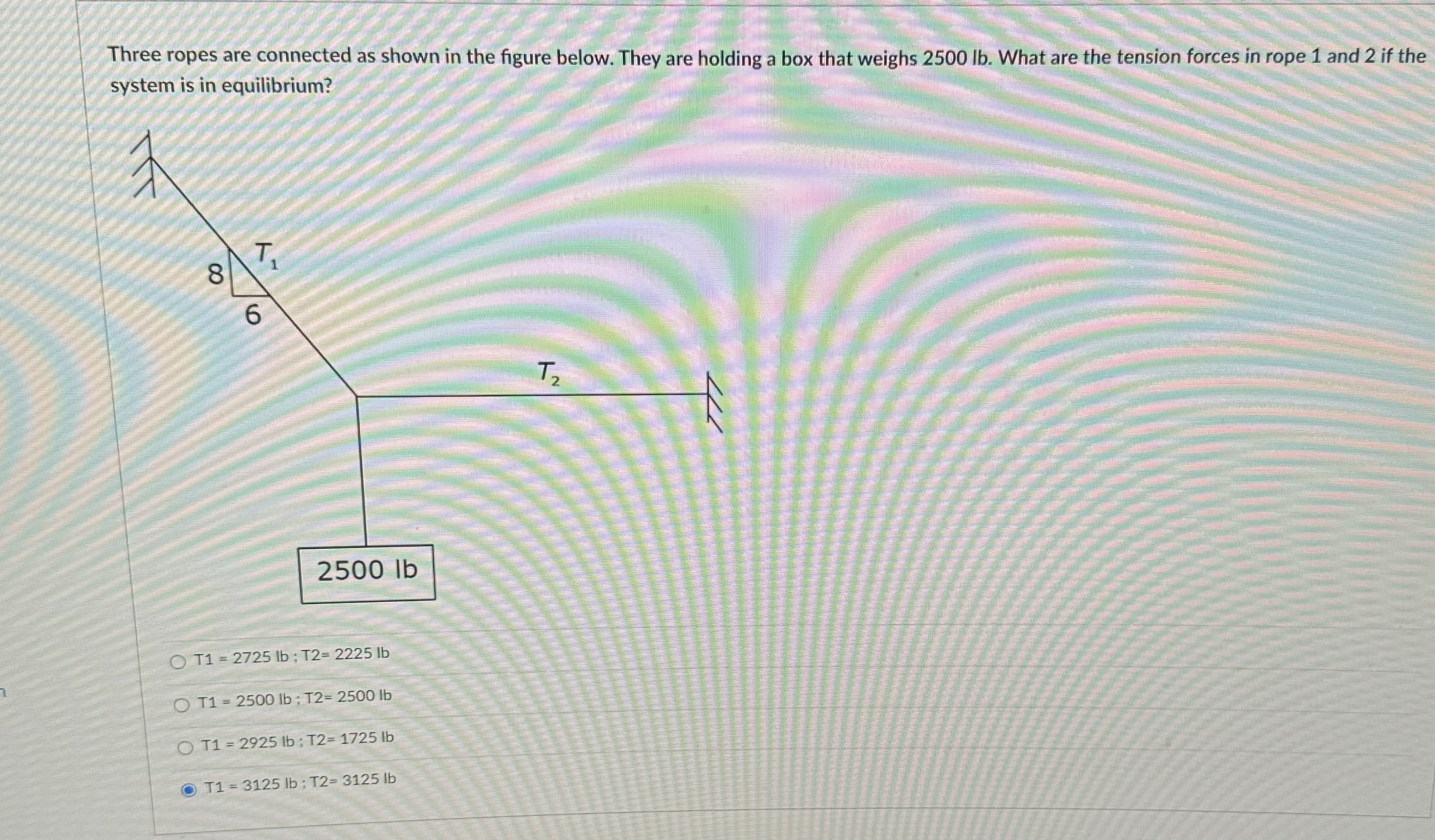 Three ropes are connected as shown in the figure