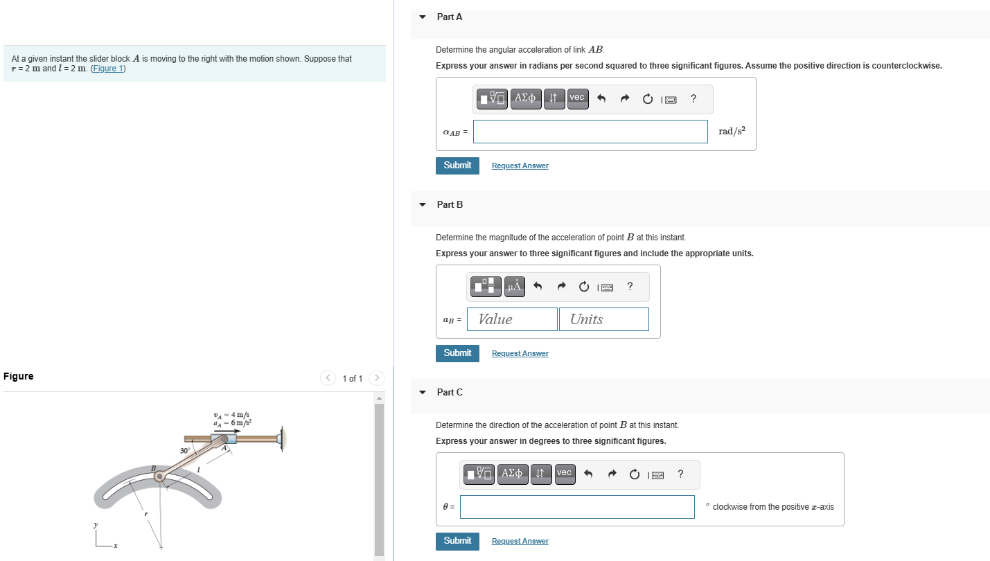 At a given instant the slider block A is moving