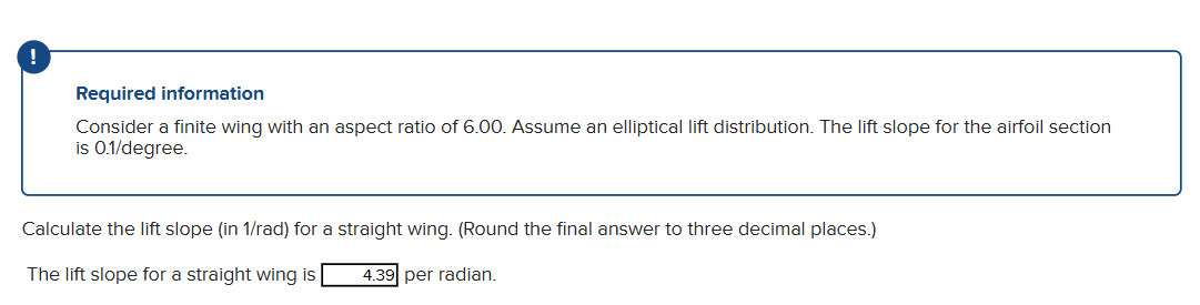 Required information Consider a finite wing with