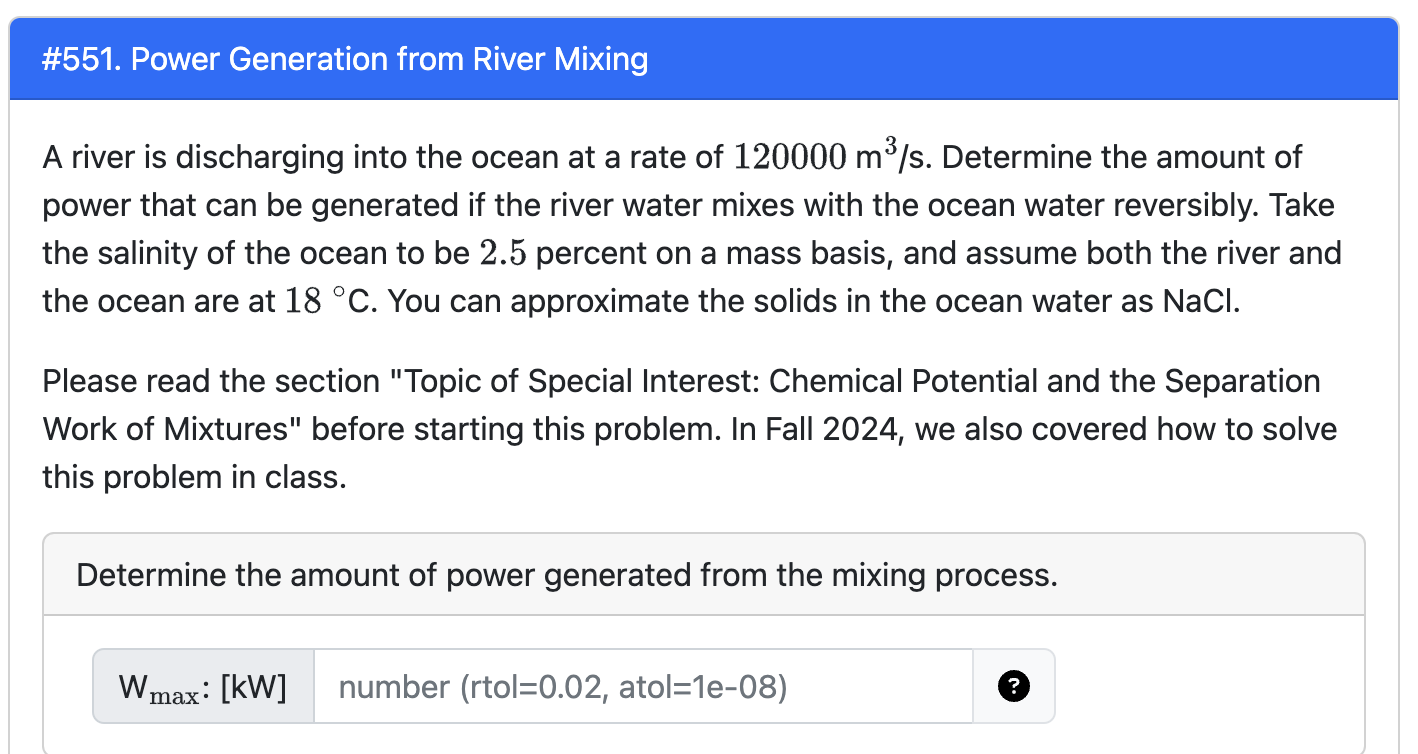 Power Generation from River Mixing A river is