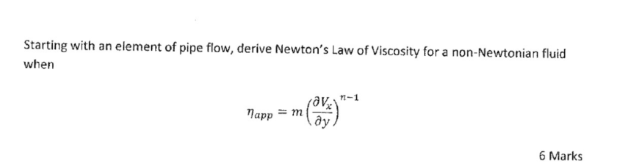 Starting with an element of pipe flow, derive
