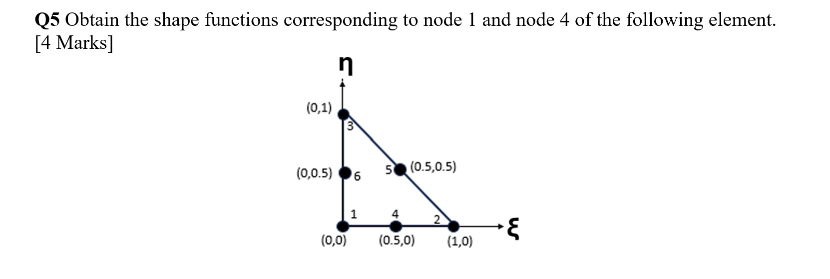 Q 5 Obtain the shape functions corresponding to
