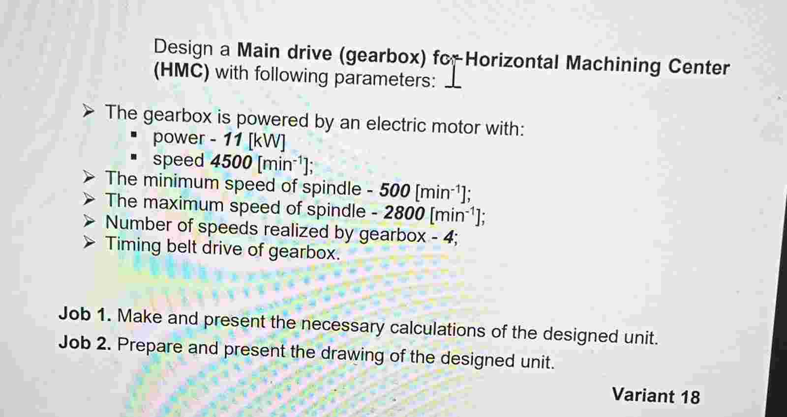 Show me the steps to solve Design a Main drive (