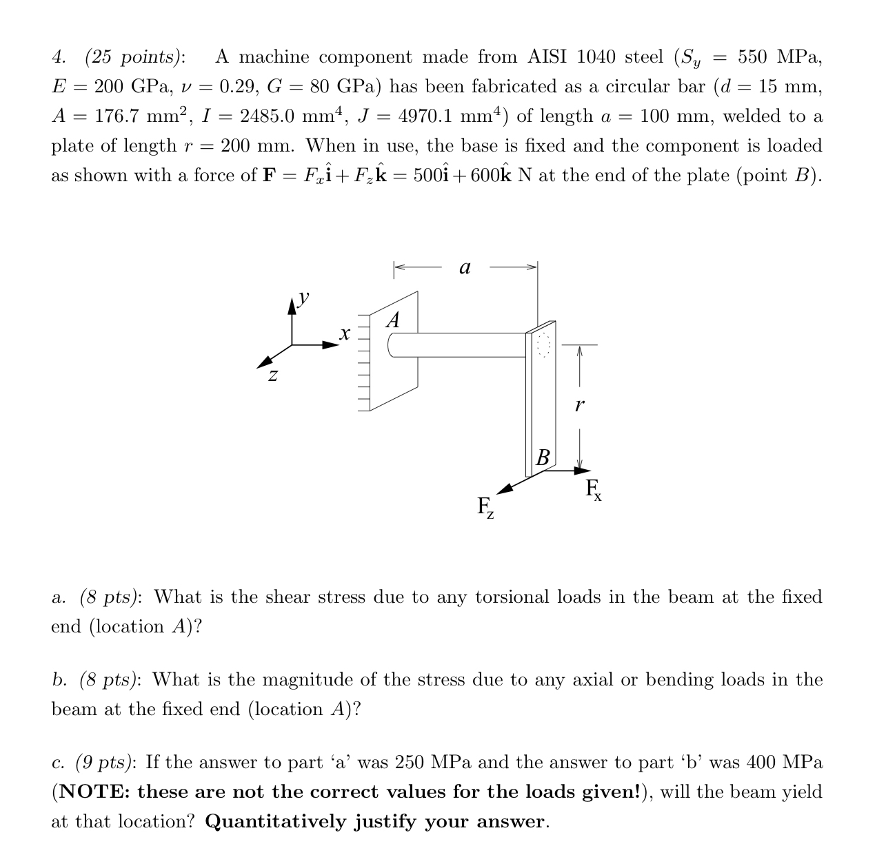 ( 2 5 points ) : A machine component made from