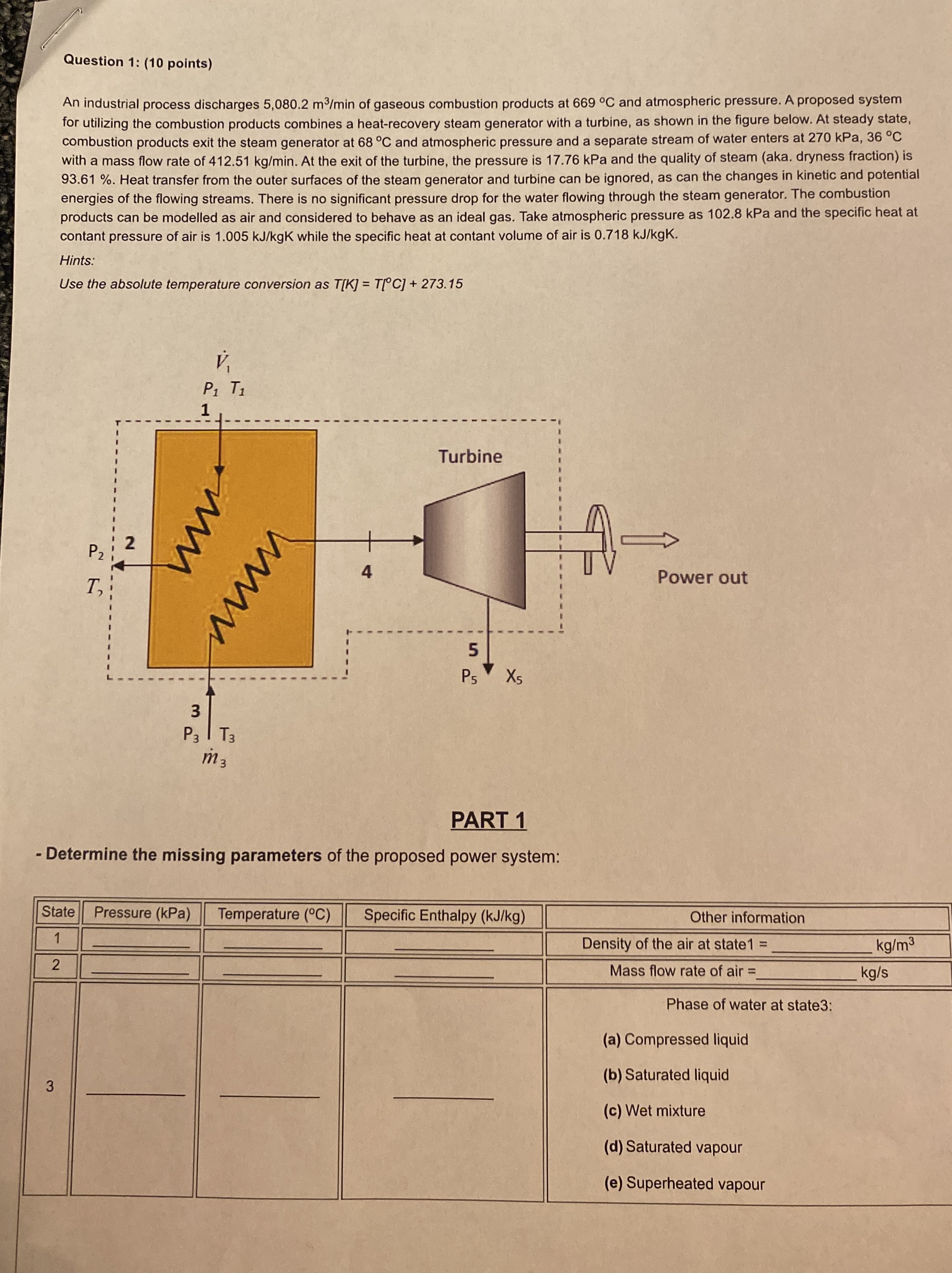Calculate for all 5 states in the system please.