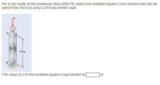 For a rod made of the aluminum alloy 6 0 6 1 - T