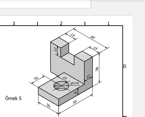 Drow front view left view and up view for this