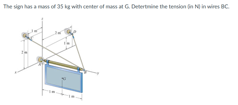 The sign has a mass of 3 5 kg with center of mass
