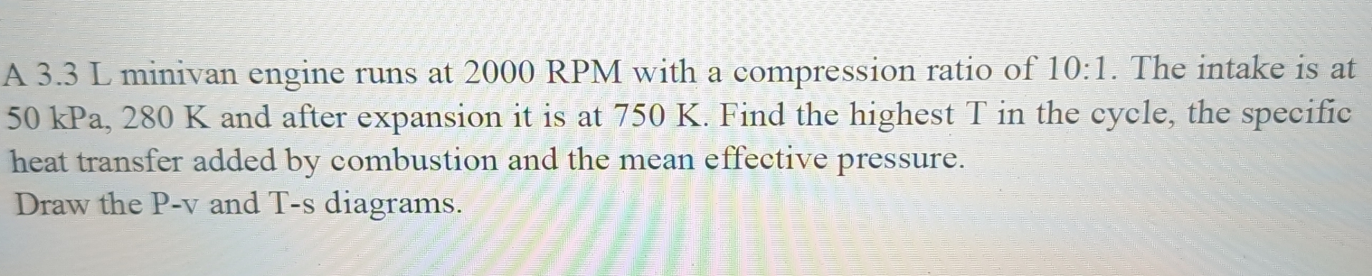 A 3 . 3 L minivan engine runs at 2 0 0 0 RPM with
