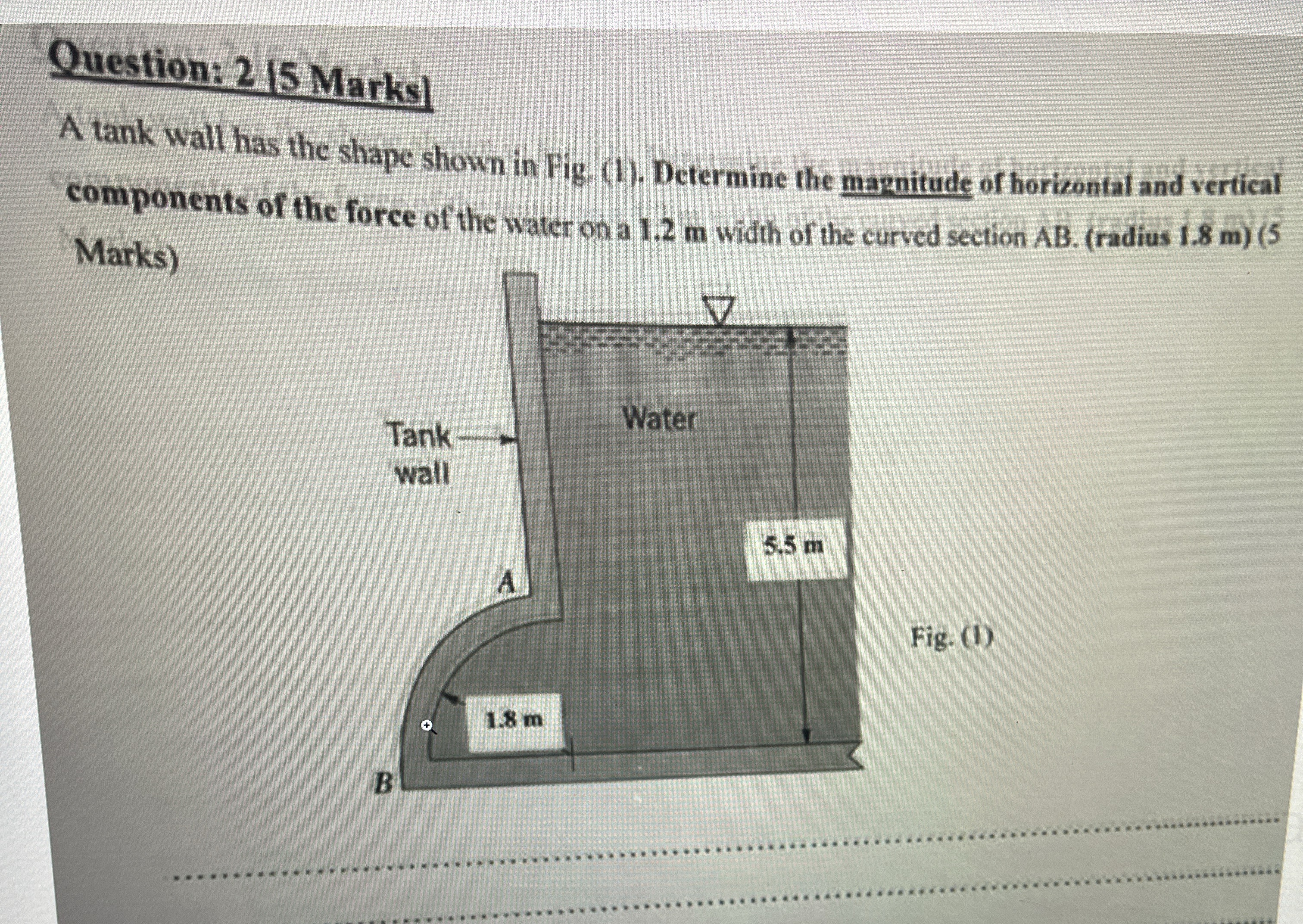 Question: 2 [ 5 Marks ] A tank wall has the shape