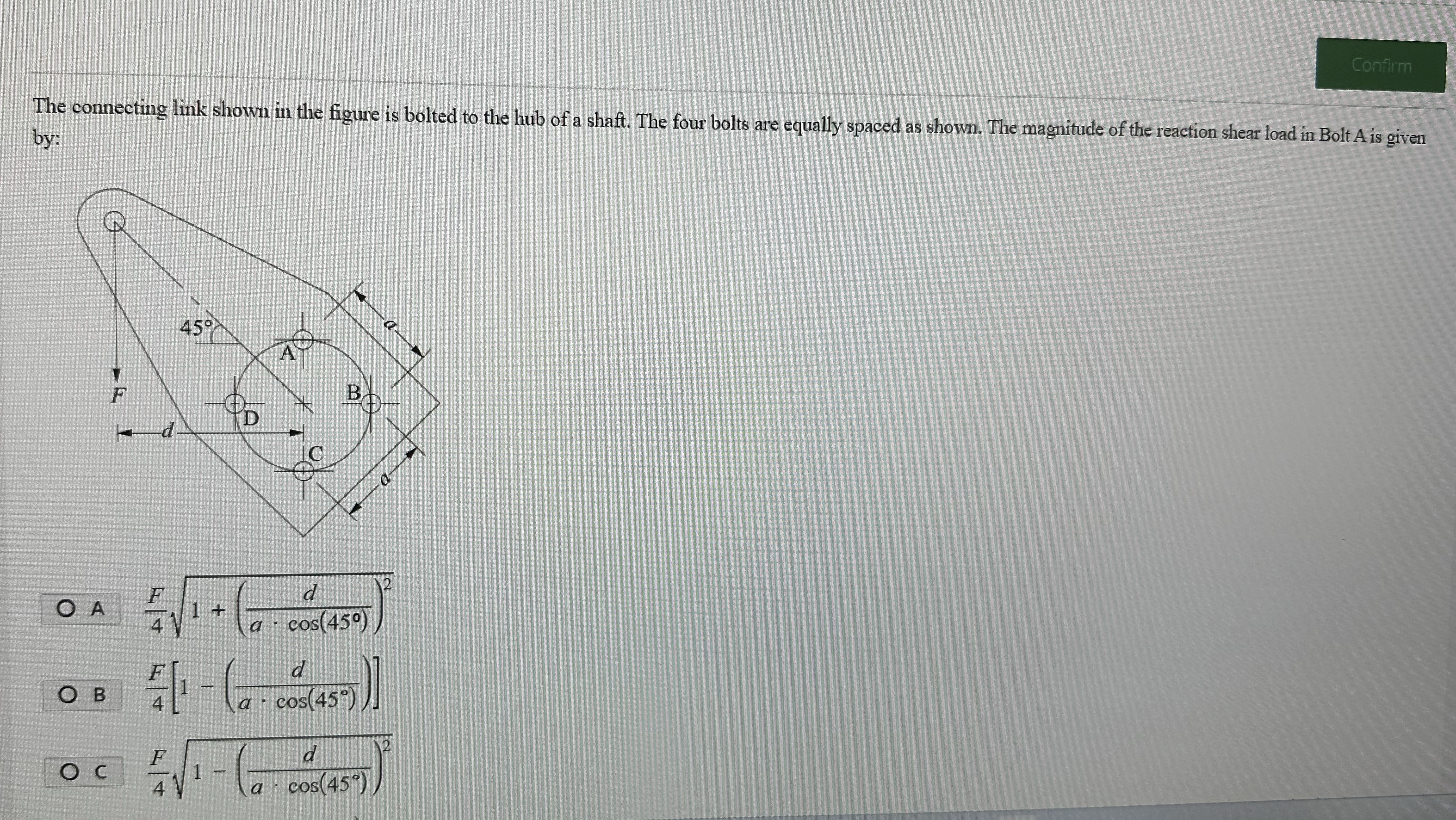 The connecting link shown in the figure is bolted