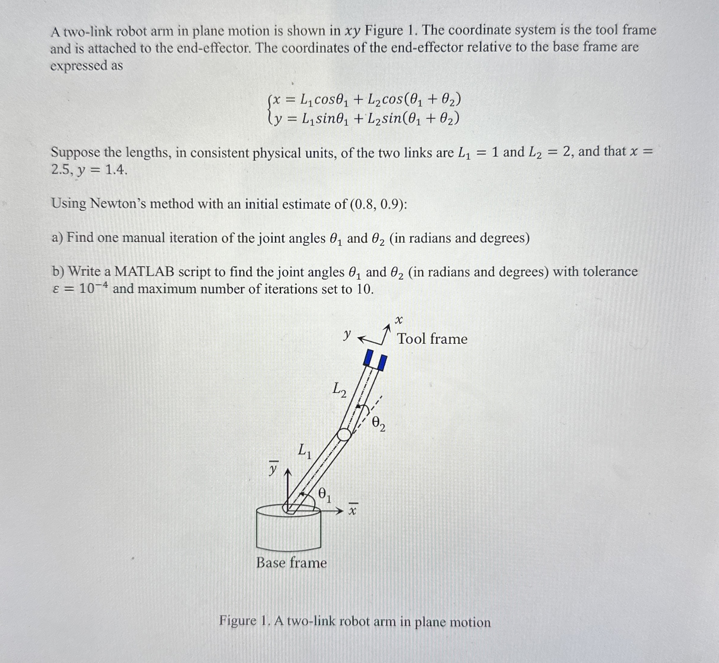 I NEED THE MATLAB CODE!!!!. A two - link robot