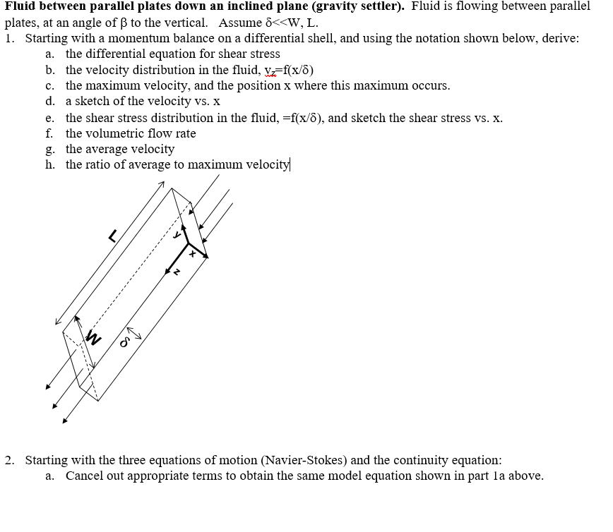 Fluid between parallel plates down an inclined