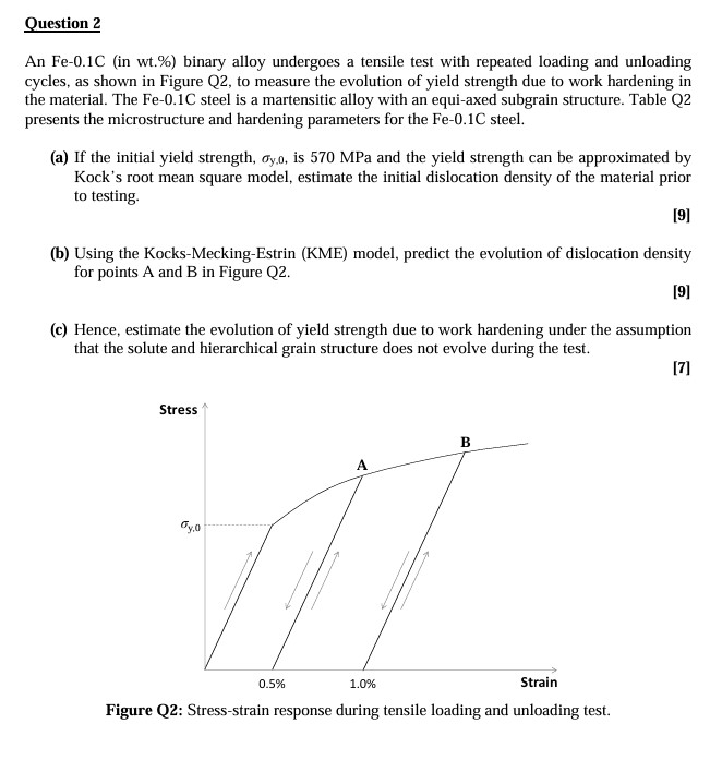 Question 2 An Fe - 0 . 1 C ( in wt . % ) binary