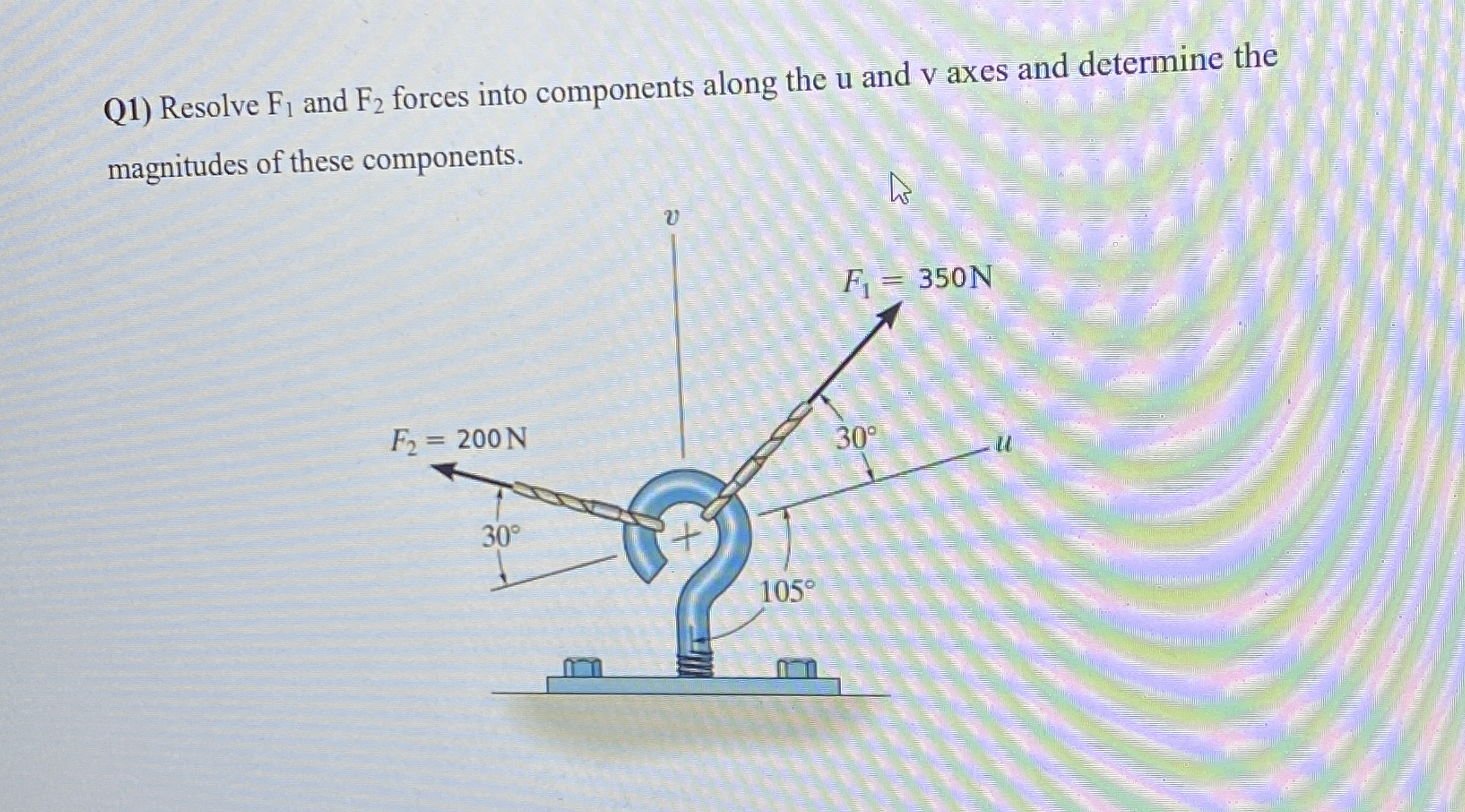 Q 1 ) Resolve F 1 and F 2 forces into components