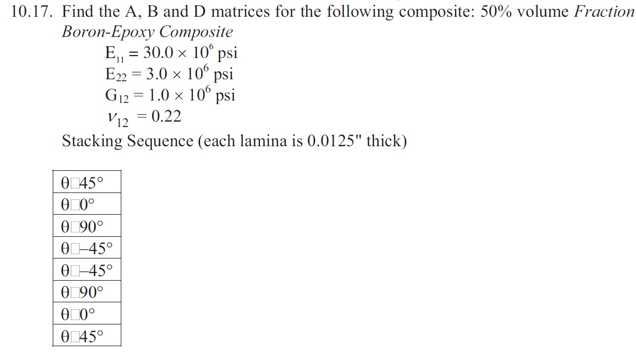 1 0 . 1 7 . Find the A , B and D matrices for the