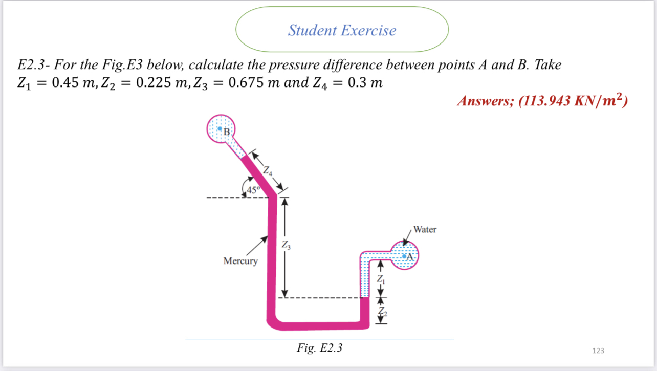 Student Exercise E 2 . 3 - For the Fig.E 3 below,