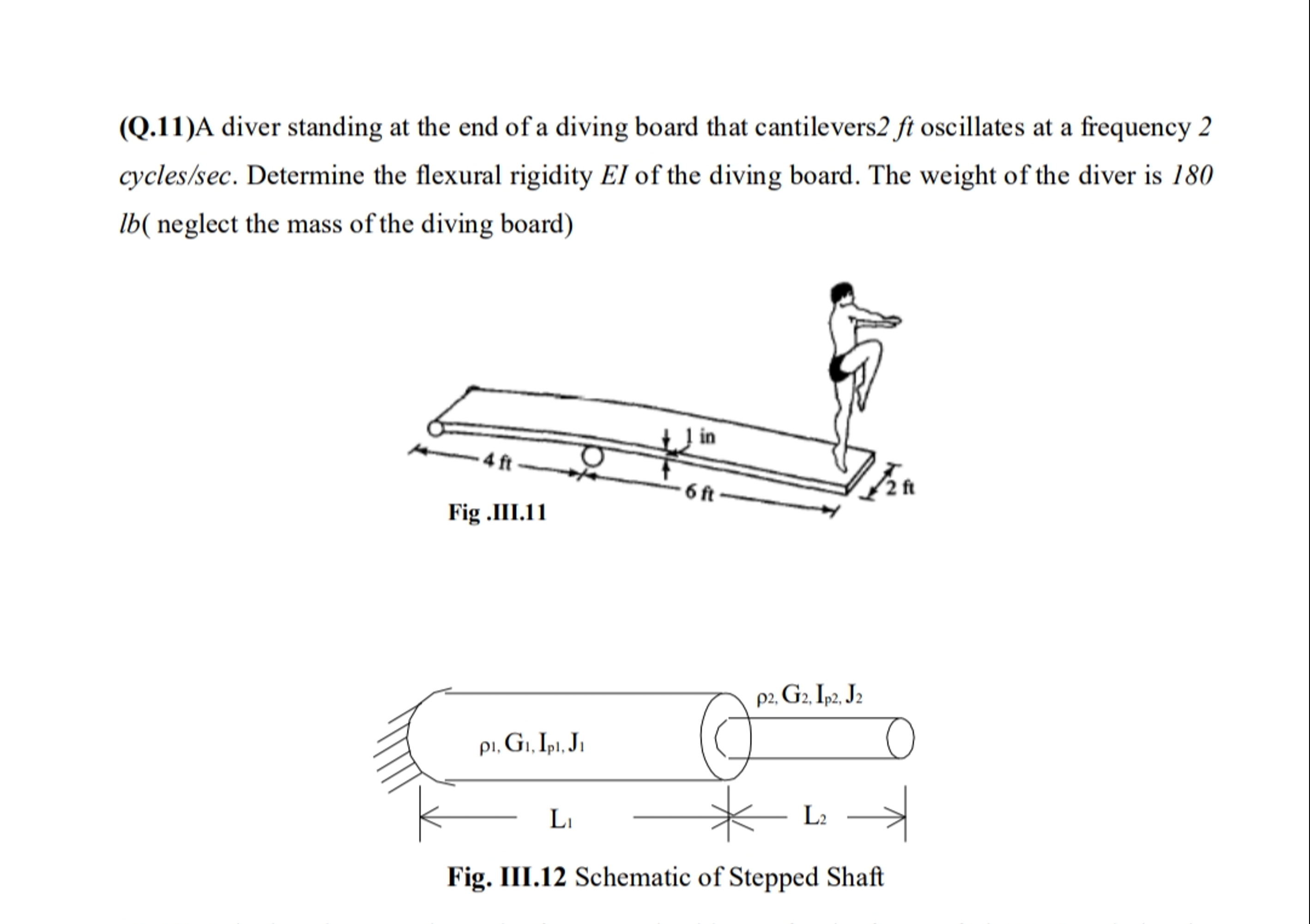 ( Q . 1 1 ) A diver standing at the end of a