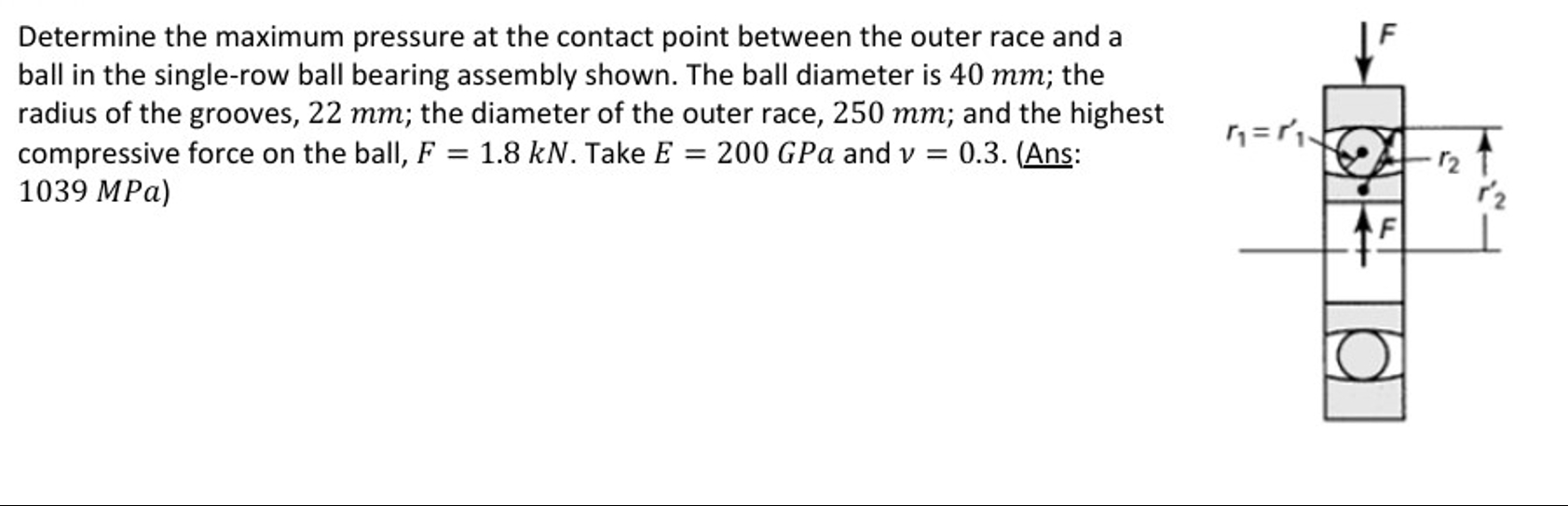 Determine the maximum pressure at the contact