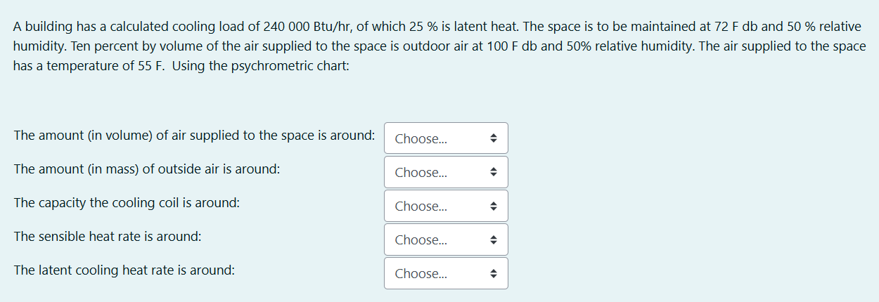 A building has a calculated cooling load of 2 4 0