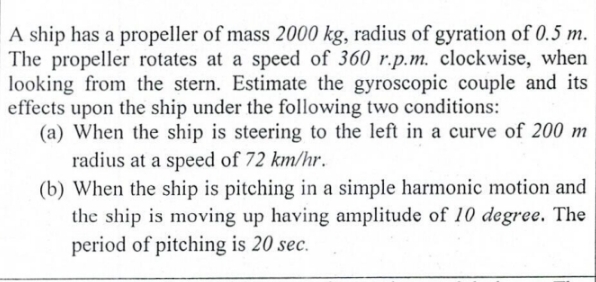 A ship has a propeller of mass 2 0 0 0 kg ,