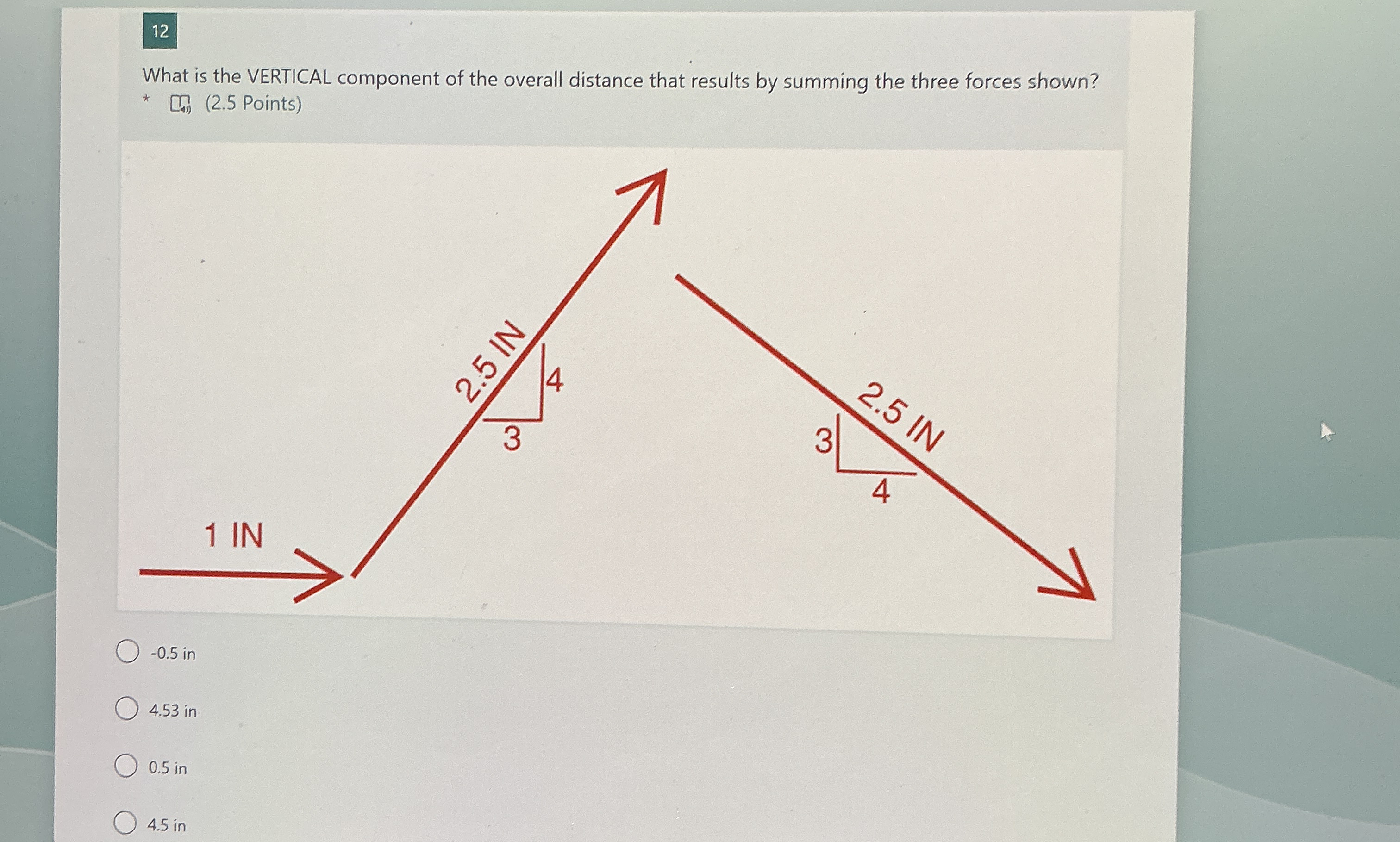 1 2 What is the VERTICAL component of the overall
