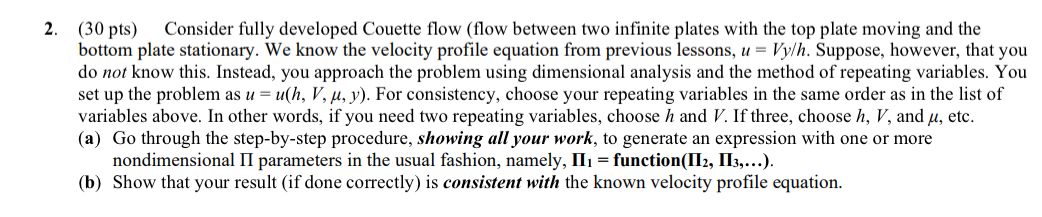 ( 3 0 p t s ) Consider fully developed Couette