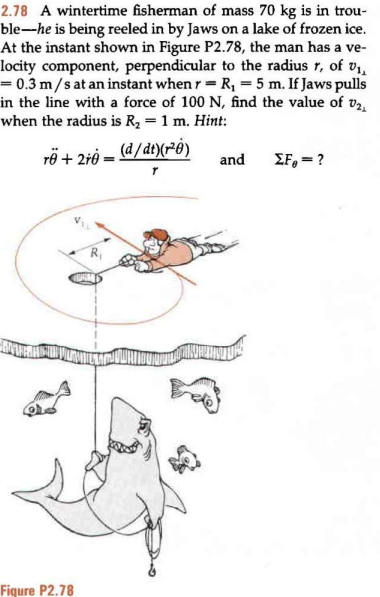 2 . 7 8 A wintertime fisherman of mass 7 0 kg is