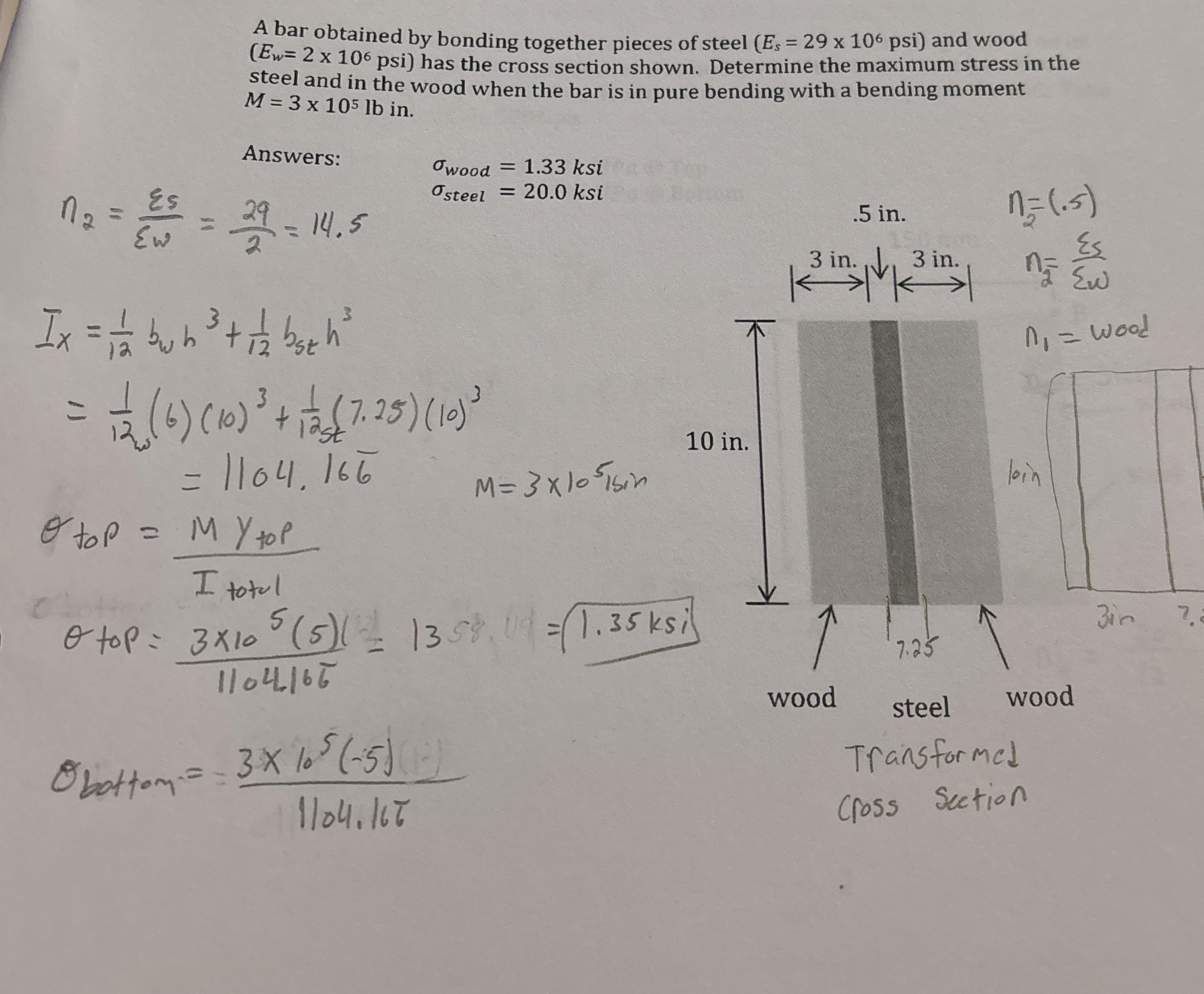 A bar obtained by bonding together pieces of