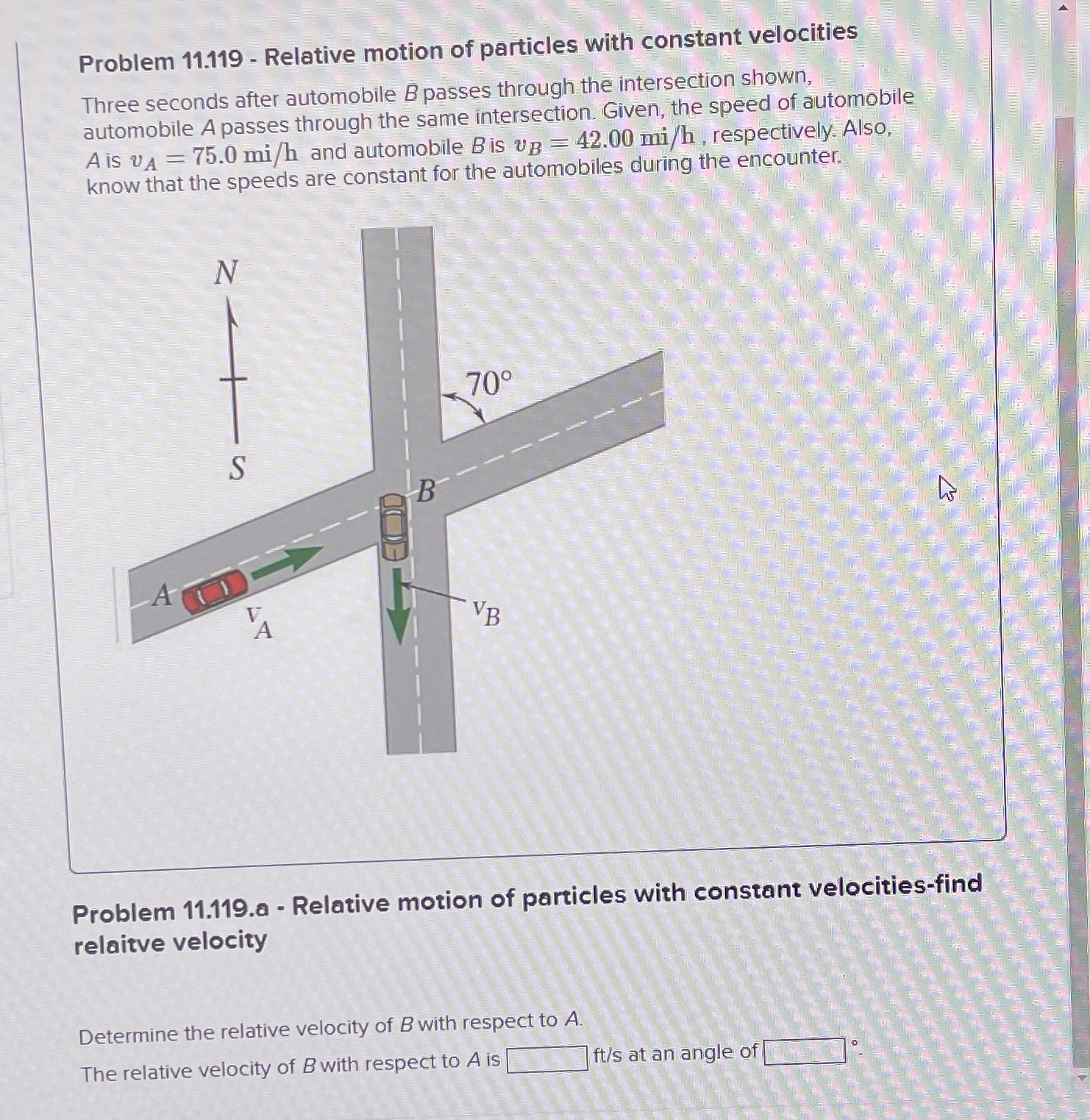 Problem 1 1 . 1 1 9 - Relative motion of