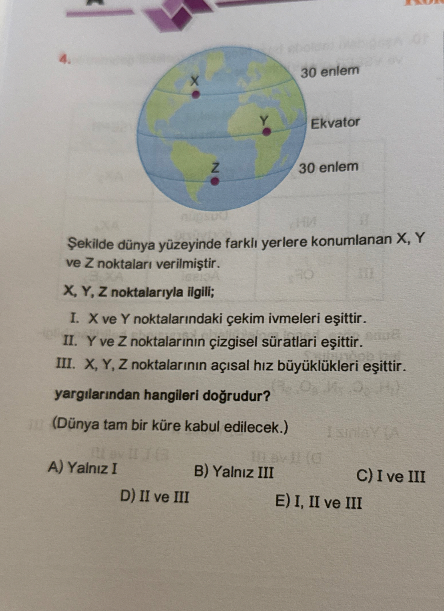 ekilde d nya y zeyinde farkl yerlere konumlanan x
