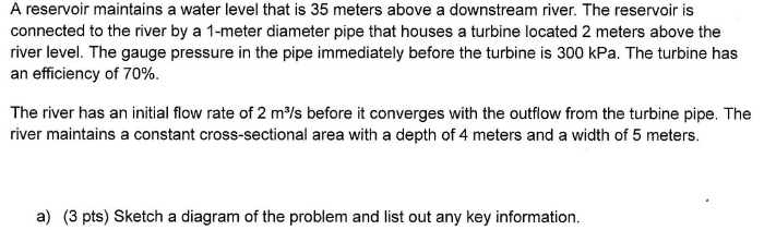 A reservoir maintains a water level that is 3 5