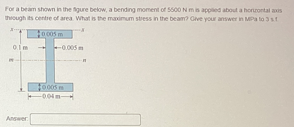 For a beam shown in the figure below, a bending