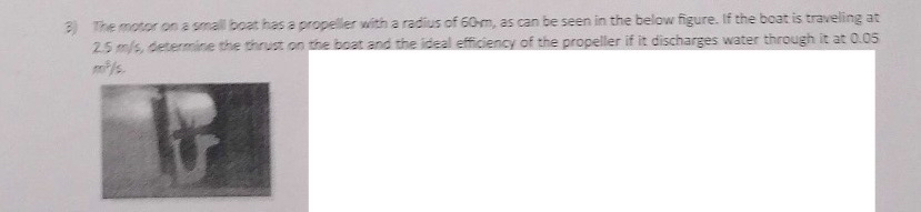 The motor on a small boat has a propeller with a