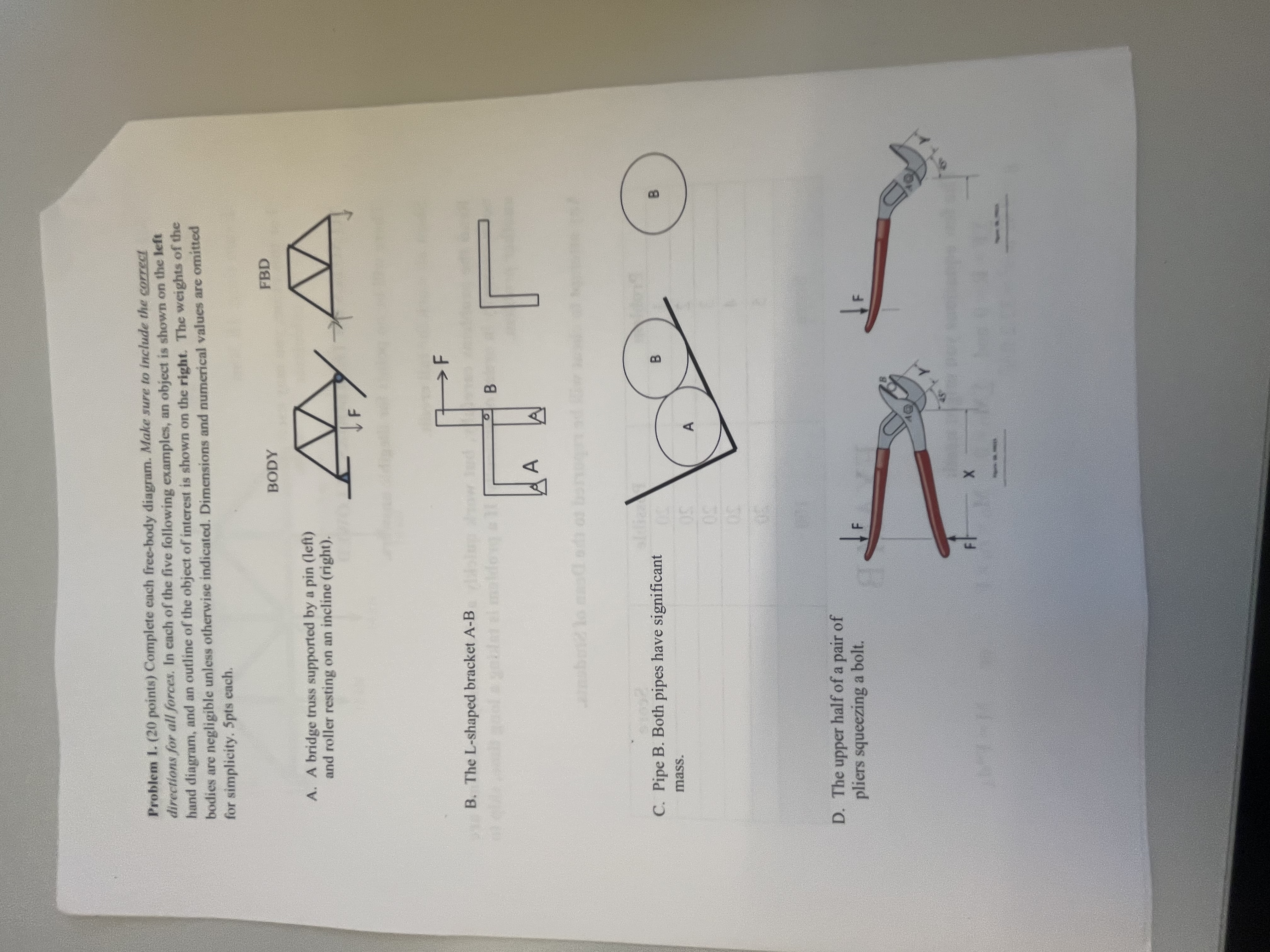 Problem 1 . ( 2 0 points ) Complete each free -