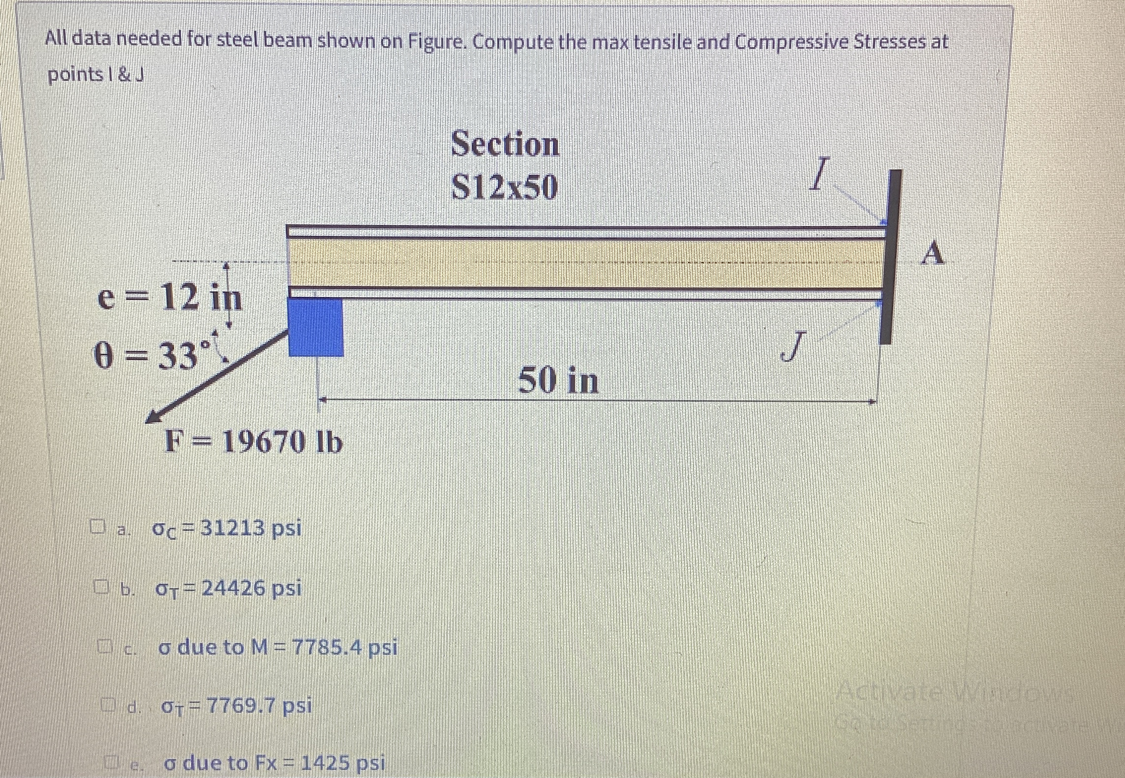 All data needed for steel beam shown on Figure.
