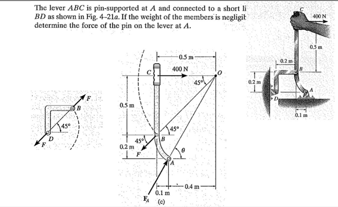 The lever \ ( A B C \ ) is pin - supported at \ (