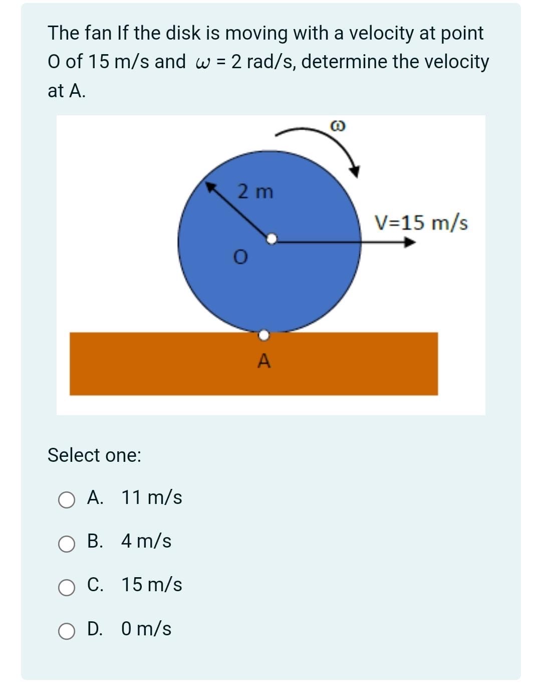 The fan If the disk is moving with a velocity at