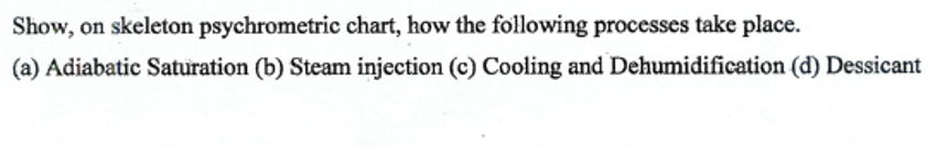 Show, on skeleton psychrometric chart, how the