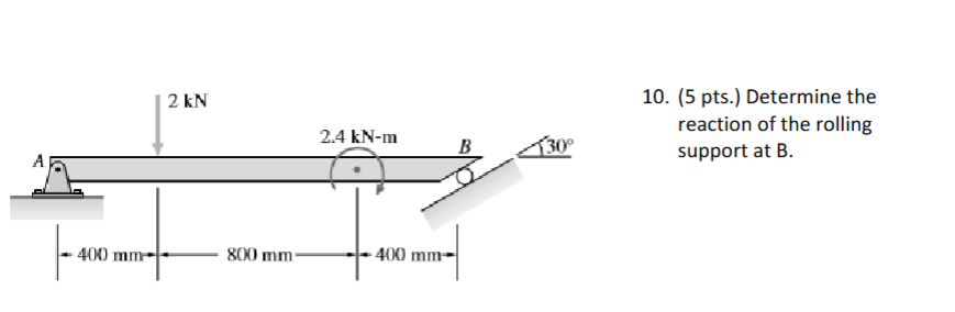 1 0 . ( 5 pts . ) Determine the reaction of the